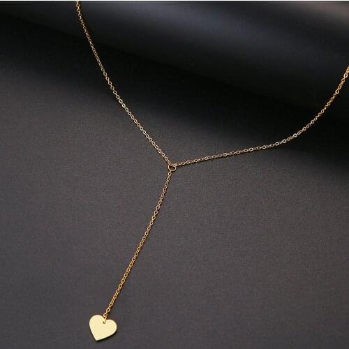 CACANA Stainless Steel Fashion Heart-Shaped Pendant For Women Metal Chain Necklace Party Charm Jewelry Accessories Gifts