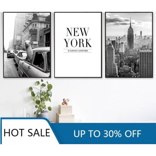 Black and White Poster New York City Wall Art Canvas Painting Posters and Prints Street Scenery Picture For Home Decoration
