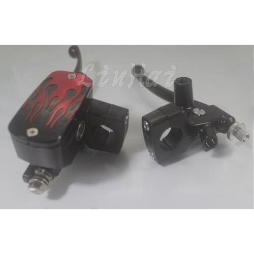 Black 1" 25mm Handlebar Red Flame Control Reservoir Brake Clutch Levers For Honda Yamaha Suzuki Kawasaki Harley Custom Cruisers