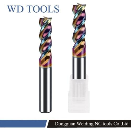 Colorful coated Aluminum Copper Wood Cutter Endmill 3 Flute Cnc Milling Tools Tungsten Steel Milling Cutter End Mill 1-20mm