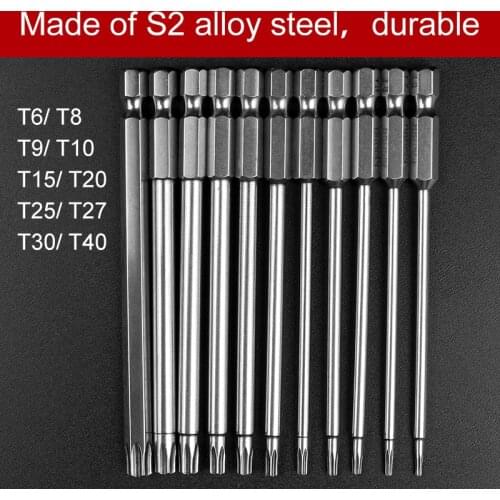 HOEN 11pcs 100mm S2 Hand Tools Screw Driver Screwdrivers Kit Magnetic Steel Hex Torx Head Drill Screwdriver Set Bits