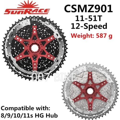 Sunrace Toda La Serie Cassette Flywheel 12 SPEED 11-51T CSMZ903 CSMZ901 CSMZ601 12S Sprocket Compatible Shimano SRAM