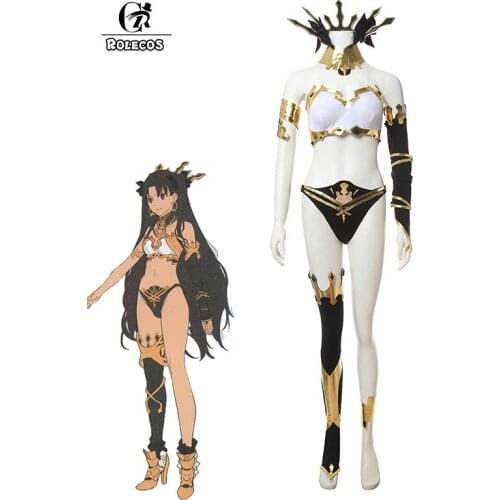ROLECO Fate Ishtar Cosplay Costume FGO Cosplay Costumes Sexy PU Costume Ishtar Cosplay Women For Christmas Halloween Full Set