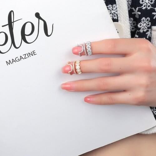 Fashion style Women Knuckle Finger Ring Geometic Design Zircon Open Ring Charm Girl Jewelry Accessory Gift Fingertip Ring