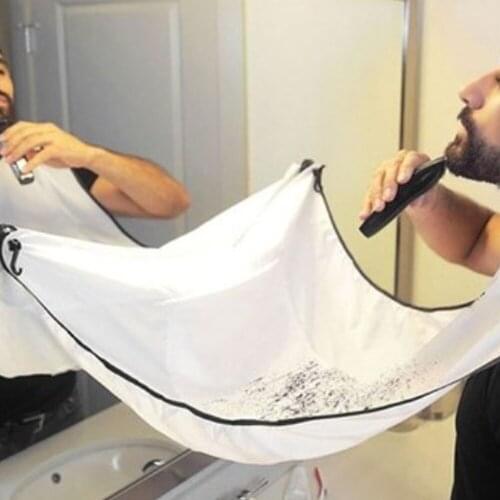 Male Beard Apron with Two Suction Cups Beard Clean Shaving Apron Gather Cloth Bib Facial Hair Dye Trimmings Catcher Cape