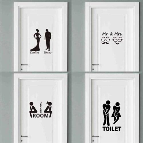 WC Toilet Door Entrace Sign Wall Stickers Room Decoration Bathroom Wall Decal Waterproof Creative Home Decor Art Sticker Mural