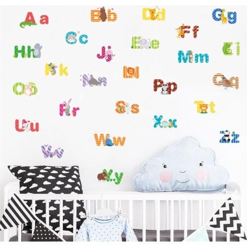 Animals Letter wall sticker For kids rooms home decor living room Children Bedroom decoration wall decals