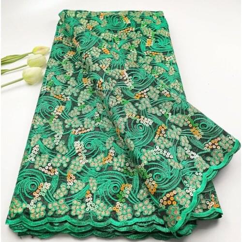 New African 2021 Organza Lace Fabric French Cord Sequins Embroidery For Nigerian Party Dres