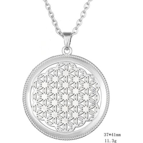 Pendant Necklace For Women Men Many Six Petal Flowers Put Together To Be Hexagon Special Viking Jewelry Zinc Alloy Dropshipping