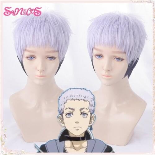 Tokyo Revengers Takashi Mitsuya Cosplay Wigs Blue Dark Purple Short Anime Hair Heat Resistant Synthetic Halloween Free Wig Cap