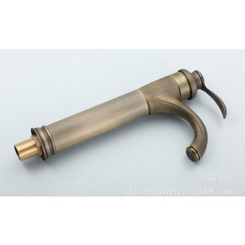 Full copper basin basin faucet hot and cold C vintage antique table basin faucet washbasin single hole faucet