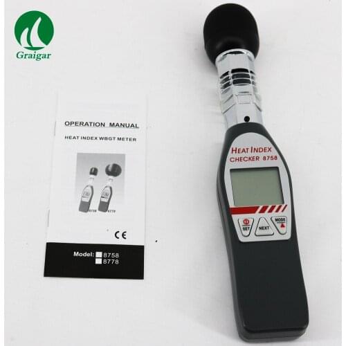 Handheld WBGT Meter, Wet Bulb Globe Temperature Meter, Heat Stroke Prevention Meter AZ8758