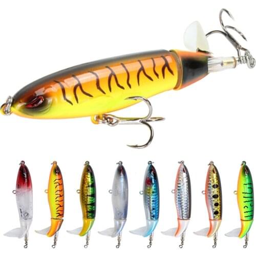 1pcs New Whopper Popper 10cm 13.4g Topwater Fishing Lure Artificial Hard Bait Plopper Soft Rotating Tail Fishing Tackle