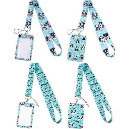 J2812 Cartoon Panda Print Lanyard for Key Neck Strap lanyard Card ID Holder Gym Key Chain Key Badge Holder DIY Hang Rope Keyring