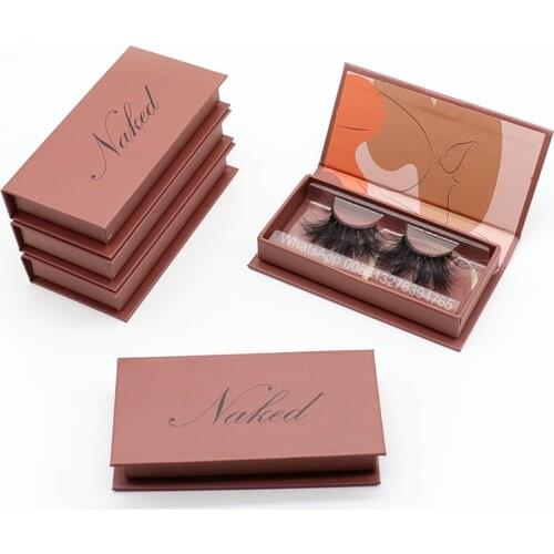 Chocolate Color Private Label Eyelashes Empty Box Wholesale Lash Case False Eyelash Packaging Box 25mm 5D Mink Eyelashes Vendor