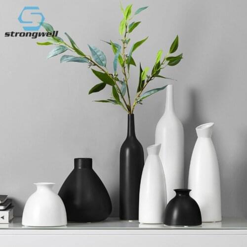 Strongwell Nordic Flower Vase Decoration Vases Flower Arrangement Living Room Display Crafts Ceramic Artware Entrance Decor Gift