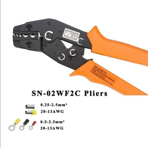 SN-02WF2C AWG20-13 insulated and non-insulated ferrules and insulated terminal mini european style crimping pliers fasen tools