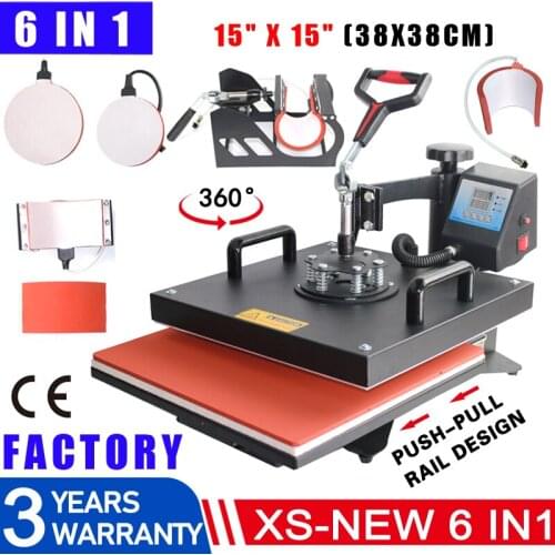 38x38CM New Design 6 In 1 Combo Sublimation printer Heat Press Machines printing For Mug/Cap/T shirt/Phone cases