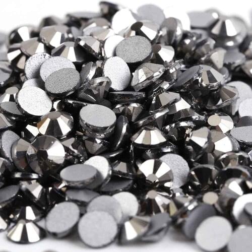 Jet Hematite Nail Art Rhinestones ss3 ss4 ss5 ss6 ss8 ss10 ss12 ss16 ss20 ss30 ss34 Glass/ Crystal Non HotFix Nail Art Decorati
