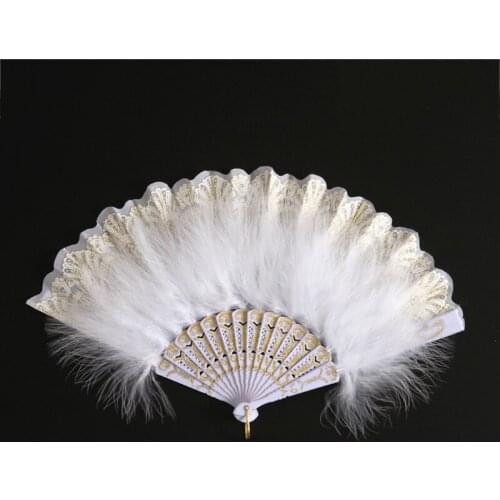 New Lolita Feather Folding Fan Japanese Sweet Fairy Girl Dark Gothic Court Dance Hand Fan Art Craft Gift Wedding Party Decoratio