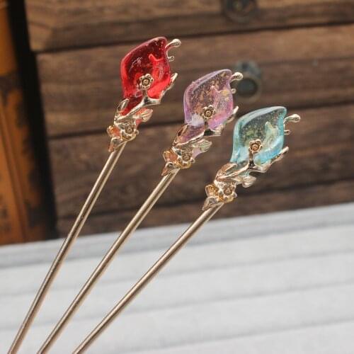 Vintage Chinese Style Hanfu Hair Stick Women Metal Flower Hair Fork Hair Chopsticks Hairpin Woman Jewelry Hair Clip Accessories