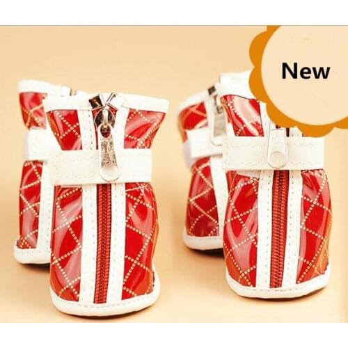 Waterproof Pu Pet Dogs Shoes cat Noble Gold Thread Shoes Teddy Puppy New Small Dog chihuahua Winter warm Pet Supplies Wholesale