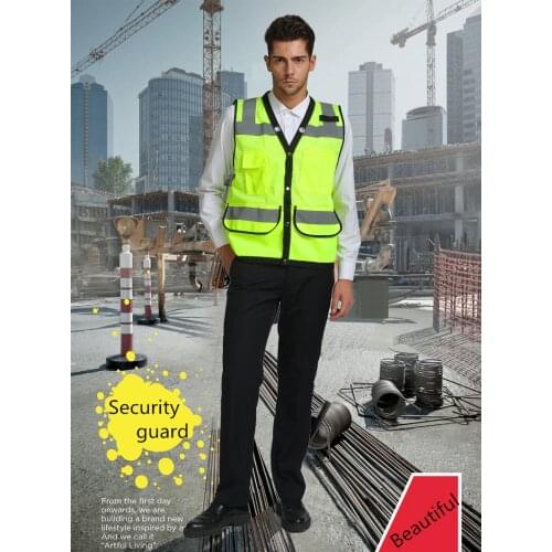 High visibility reflective safety vest reflective vest multi pockets workwear safety waistcoat free shipping