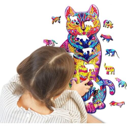 High-quality Jigsaw Puzzles 138 Pieces Board Games Durable Corrosion-resistant Brain Teaser Cat Puzzles Set For Family