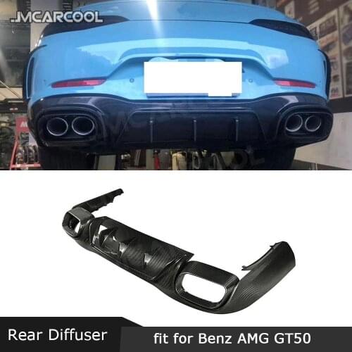 Rear Lip Diffuser Fin Bumper Spoiler For Mercedes Benz AMG GT50 GT53 2019 2020 Dry Carbon Fiber / FRP B Style Rear Hugger