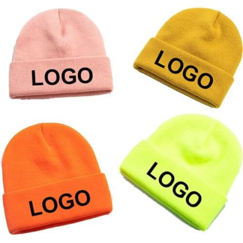 Custom Winter Hats for Woman New Beanies Knitted Fluorescent Hat Girls Autumn Female Beanie Caps Warmer Bonnet Ladies Casual Cap