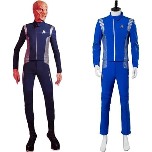 Star Discovery Commander Lt Saru Cosplay Costume Captain Lorca Costume Blue Science Crewman Cosplay OUTFIT For Men Adult