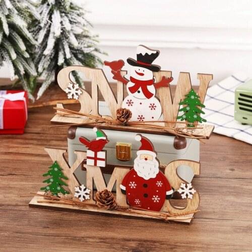 1pcs Christmas Wooden Ornament Decoration DIY Santa Snowman New Year Party Home Desktop Craft Decoration Supplies Children Gifts