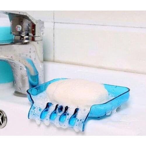 1PC Waterfall Soap Holder Non Slip Soap Box Toilet Shower Tray Draining Rack Bathroom Gadgets Home Kitchen Sink Sponge Holder