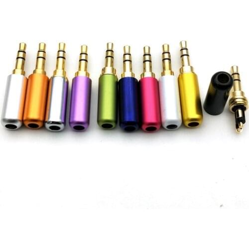 100pcs Aluminum shell 3.5mm stereo Plug Audio connector For DIY Stereo Headset Earphone adapter