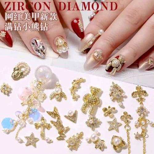 3pcs arrival metal zircon nail art decoration alloy zircon bear/pendant/butterfly nail accessories nail art salon ornament