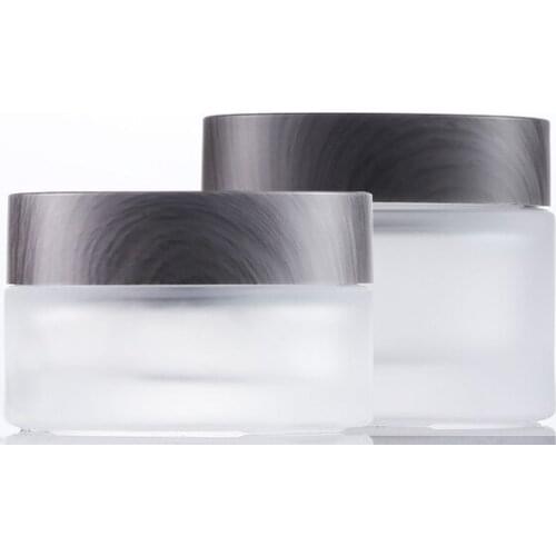 30g 50g Forsted Glass Cream Jar with black wooden lids Cap, Glass Container Cosmetic,glass jar with bamboo wood cap 100pcs/lot