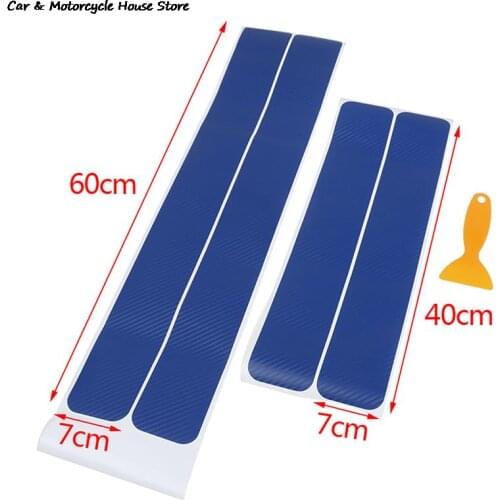 4Pcs/ Set Welcome Pedal Protect Carbon Fiber Sticker Blue Car Accessories Door Sill Scuff