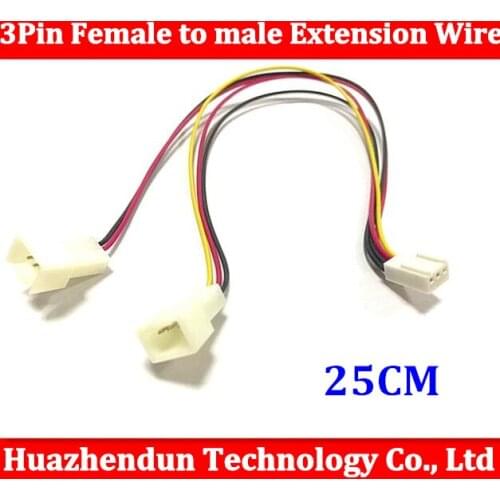 5pcs 3Pin Female to 2* 3PIN male Extension Wire Adapter Power Cable for PC Case Fan CPU Free shipping