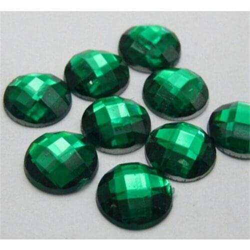 6-30MM DIY Bling Emerald Round Lattice Faceted Acrylic Rhinestones Flatback Acrylic Stone for Hand Craft Art Decoration