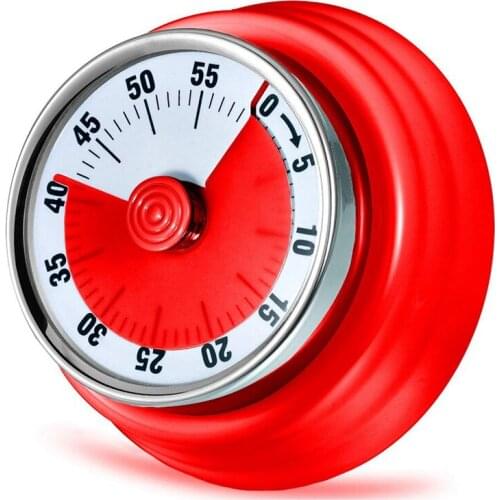 60 Minutes Mechanical Timer-Magnetic Visual Countdown Timer with Alarm for Kitchen Cooking Baking Sports Kids(Red)
