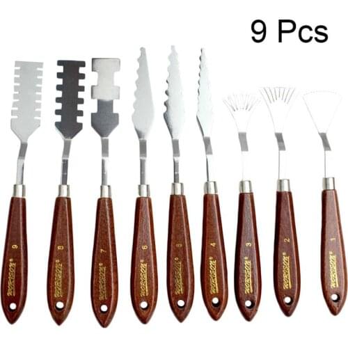 9pcs Painting Knife Lightweight Super-Thin Painting Scraper For Acrylic Oil Painting Stainless Steel Spatula Color Mixing Tool