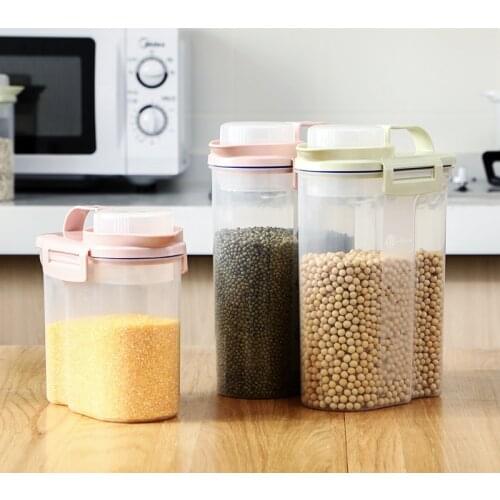 Food Storage Tank Dried Grains Jars With Handle Transparent PP Fresh-Keeping Sealed Jar Kitchen Miscellaneous Grain Organizer