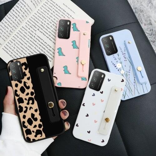 Wrist Strap Holder Case For Xiaomi Poco M3 Capa Soft Silicone Phone Case For xiaomi poco m3 Fundas Cute Dinosaur Cover 6.53"