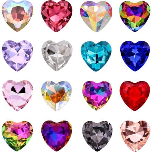 XiChua K9 Heart Glass Crystal Stone Colorful Pointback Crystal Rhinestone Manual DIY Jewelry Making Clothing & Accessories