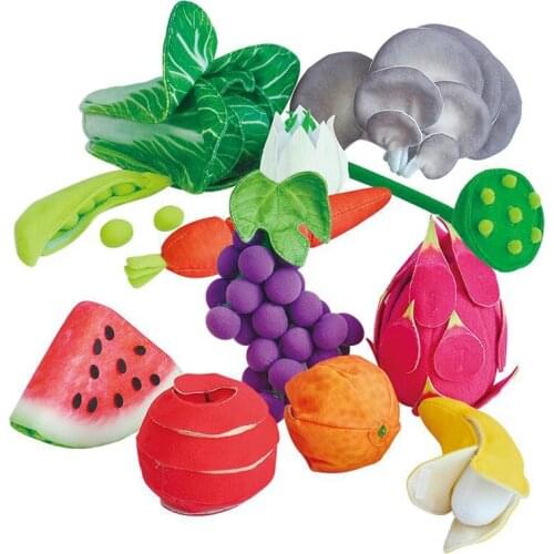 Montessori Tactile Sensory Training Children Toys Detachable Soft Cloth Plush Fruits/Vegetables Sets Educational Toys For Babies