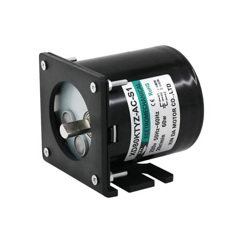 Motor+Bracket 80KTYZ AC motor 220V 5rpm -110rpm motor micro slow speed machine 60W permanent magnet synchronous motor