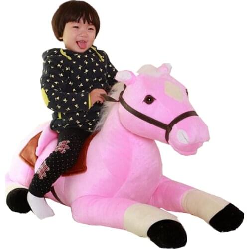 Fancytrader 51‘’ Giant Stuffed Plush Horse Toys Big Soft Simulation Lying Horse Doll 130cm Nice Gifts for Children 3 Colors