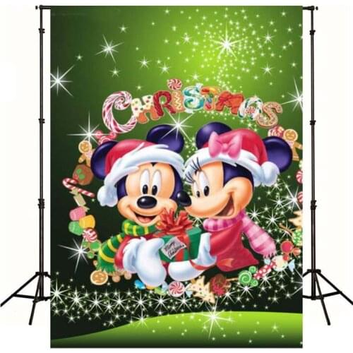 Customize Cartoon Christmas Mouse Photography Background Backdrop Kids Birthday Party Decoration Theatre Tapestry Photo Studio
