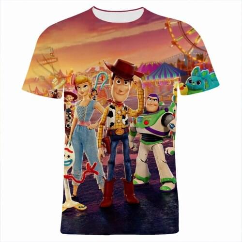 Disney Toy Story Cartoon Anime Clothes For Boy Girl Kids Summer Short Sleeve 3D Print Oversized Men Women T Shirts Tops