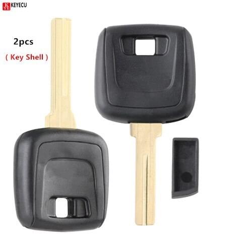 Keyecu 2*Uncut Transponder Key Shell Without Chip Fob for Volvo XC90 XC70 V70 S80 S60 XC90 XC70